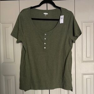 Old Navy Olive Green Button-Front Women's Top
